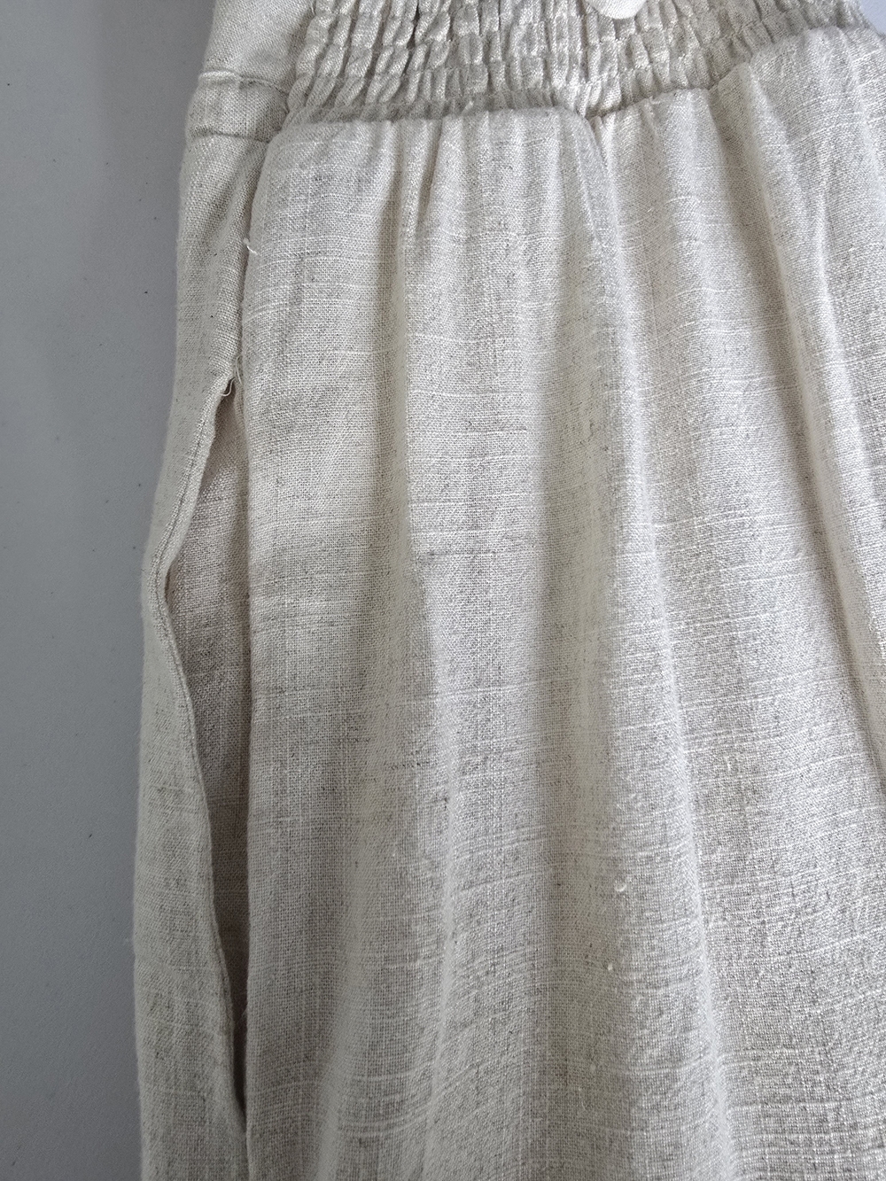 NWT Lucky Brand Linen Tiered Smocked Midi Dress M Beige Cream - Picture 6 of 8